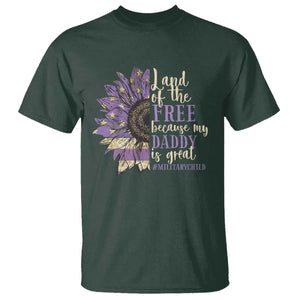 Military Child Month T Shirt Land Of The Free Because My Daddy Is Great Purple Sunflower TS11 Dark Forest Green Print Your Wear
