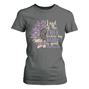 Military Child Month T Shirt For Women Land Of The Free Because My Daddy Is Great Purple Sunflower TS11 Dark Heather Print Your Wear