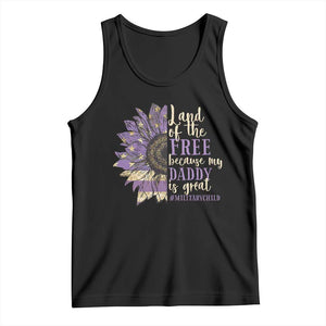 Military Child Month Tank Top Land Of The Free Because My Daddy Is Great Purple Sunflower TS11 Black Print Your Wear