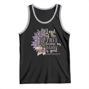 Military Child Month Tank Top Land Of The Free Because My Daddy Is Great Purple Sunflower TS11 Black Athletic Heather Print Your Wear