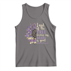 Military Child Month Tank Top Land Of The Free Because My Daddy Is Great Purple Sunflower TS11 Deep Heather Print Your Wear