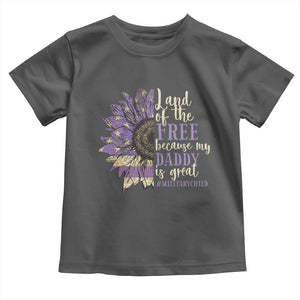 Military Child Month Toddler T Shirt Land Of The Free Because My Daddy Is Great Purple Sunflower TS11 Dark Heather Print Your Wear