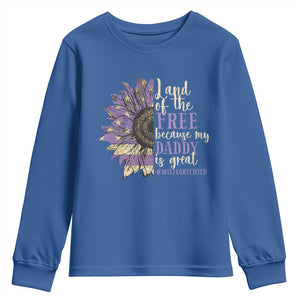 Military Child Month Youth Sweatshirt Land Of The Free Because My Daddy Is Great Purple Sunflower TS11 Royal Blue Print Your Wear