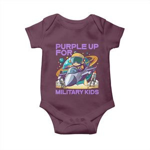 Purple Up For Military Kids Baby Onesie Military Child Month Astronaut Fights TS11 Maroon Print Your Wear