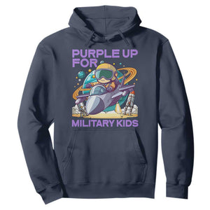 Purple Up For Military Kids Hoodie Military Child Month Astronaut Fights TS11 Navy Print Your Wear