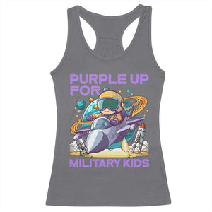 Purple Up For Military Kids Racerback Tank Top Military Child Month Astronaut Fights TS11 Charcoal Print Your Wear