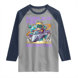 Purple Up For Military Kids Raglan Shirt Military Child Month Astronaut Fights TS11 Sport Gray Navy Print Your Wear