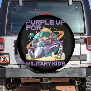 Purple Up For Military Kids Spare Tire Cover Military Child Month Astronaut Fights TS11 No hole Black Print Your Wear