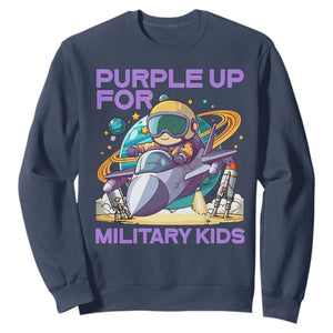 Purple Up For Military Kids Sweatshirt Military Child Month Astronaut Fights TS11 Navy Print Your Wear