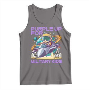 Purple Up For Military Kids Tank Top Military Child Month Astronaut Fights TS11 Deep Heather Print Your Wear