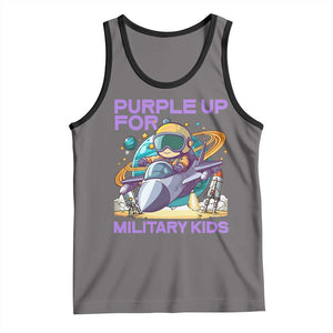 Purple Up For Military Kids Tank Top Military Child Month Astronaut Fights TS11 Deep Heather Black Print Your Wear