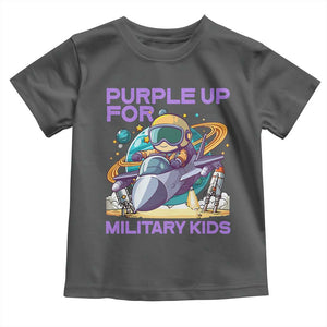 Purple Up For Military Kids Toddler T Shirt Military Child Month Astronaut Fights TS11 Dark Heather Print Your Wear