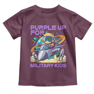Purple Up For Military Kids Toddler T Shirt Military Child Month Astronaut Fights TS11 Maroon Print Your Wear