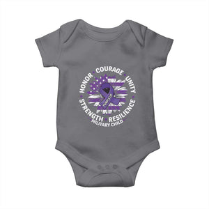 Military Child Month Baby Onesie Purple Up Military Child Honor Courage Unity Strength Resilience TS11 Charcoal Print Your Wear