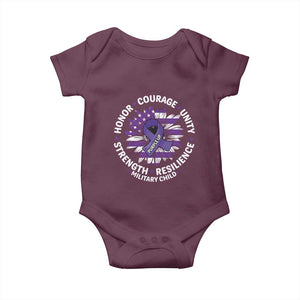 Military Child Month Baby Onesie Purple Up Military Child Honor Courage Unity Strength Resilience TS11 Maroon Print Your Wear