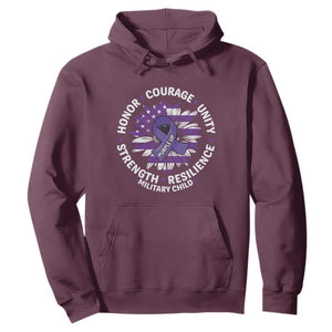 Military Child Month Hoodie Purple Up Military Child Honor Courage Unity Strength Resilience TS11 Maroon Print Your Wear