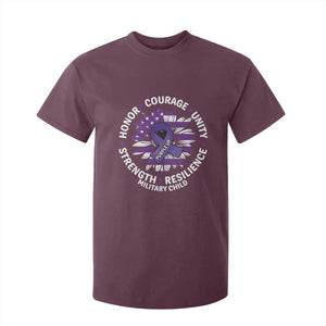 Military Child Month T Shirt For Kid Purple Up Military Child Honor Courage Unity Strength Resilience TS11 Maroon Print Your Wear