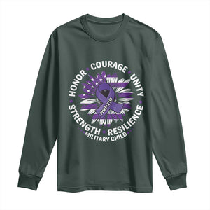 Military Child Month Long Sleeve Shirt Purple Up Military Child Honor Courage Unity Strength Resilience TS11 Dark Forest Green Print Your Wear