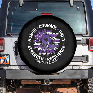 Military Child Month Spare Tire Cover Purple Up Military Child Honor Courage Unity Strength Resilience TS11 No hole Black Print Your Wear
