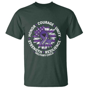 Military Child Month T Shirt Purple Up Military Child Honor Courage Unity Strength Resilience TS11 Dark Forest Green Print Your Wear