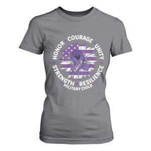Military Child Month T Shirt For Women Purple Up Military Child Honor Courage Unity Strength Resilience TS11 Charcoal Print Your Wear