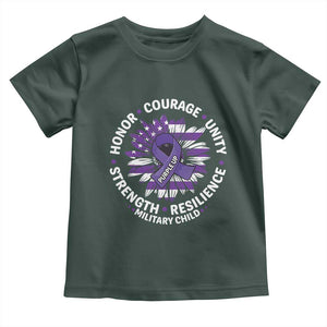 Military Child Month Toddler T Shirt Purple Up Military Child Honor Courage Unity Strength Resilience TS11 Dark Forest Green Print Your Wear