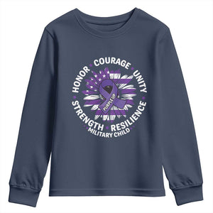 Military Child Month Youth Sweatshirt Purple Up Military Child Honor Courage Unity Strength Resilience TS11 Navy Print Your Wear