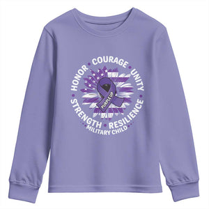 Military Child Month Youth Sweatshirt Purple Up Military Child Honor Courage Unity Strength Resilience TS11 Violet Print Your Wear