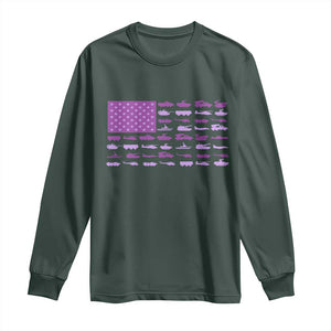 Military Child Month Military Transport American Flag Long Sleeve Shirt TS11 Dark Forest Green Print Your Wear