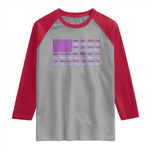 Military Child Month Military Transport American Flag Raglan Shirt TS11 Sport Gray Red Print Your Wear