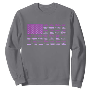 Military Child Month Military Transport American Flag Sweatshirt TS11 Charcoal Print Your Wear