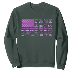 Military Child Month Military Transport American Flag Sweatshirt TS11 Dark Forest Green Print Your Wear