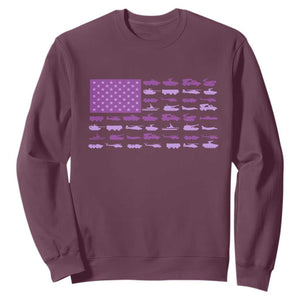 Military Child Month Military Transport American Flag Sweatshirt TS11 Maroon Print Your Wear
