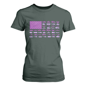 Military Child Month Military Transport American Flag T Shirt For Women TS11 Dark Forest Green Print Your Wear