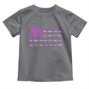 Military Child Month Military Transport American Flag Toddler T Shirt TS11 Charcoal Print Your Wear