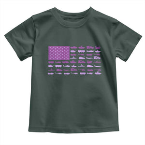 Military Child Month Military Transport American Flag Toddler T Shirt TS11 Dark Forest Green Print Your Wear
