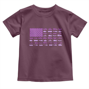 Military Child Month Military Transport American Flag Toddler T Shirt TS11 Maroon Print Your Wear