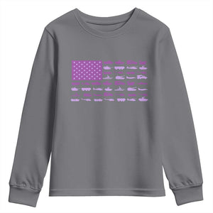 Military Child Month Military Transport American Flag Youth Sweatshirt TS11 Charcoal Print Your Wear