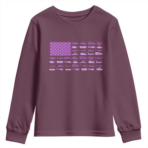 Military Child Month Military Transport American Flag Youth Sweatshirt TS11 Maroon Print Your Wear