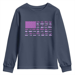Military Child Month Military Transport American Flag Youth Sweatshirt TS11 Navy Print Your Wear