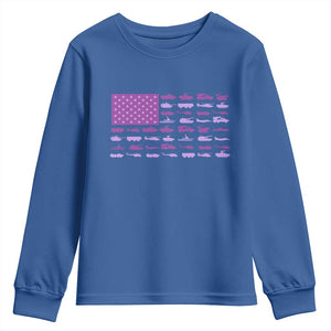 Military Child Month Military Transport American Flag Youth Sweatshirt TS11 Royal Blue Print Your Wear