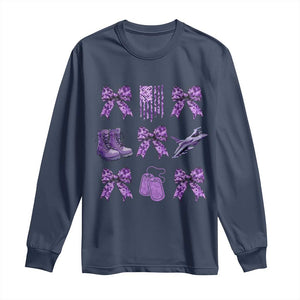 Military Kid Month Camo Coquette Bow Long Sleeve Shirt TS11 Navy Print Your Wear