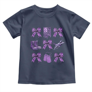 Military Kid Month Camo Coquette Bow Toddler T Shirt TS11 Navy Print Your Wear