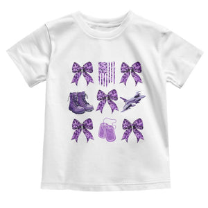 Military Kid Month Camo Coquette Bow Toddler T Shirt TS11 White Print Your Wear