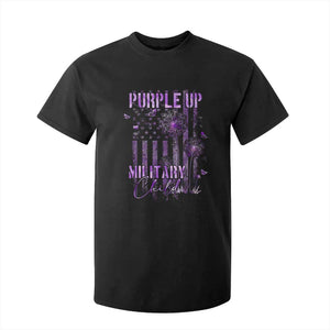 Purple Up Military Child T Shirt For Kid Dandelion Vintage American Flag Military Child Month TS11 Black Print Your Wear
