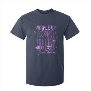 Purple Up Military Child T Shirt For Kid Dandelion Vintage American Flag Military Child Month TS11 Navy Print Your Wear