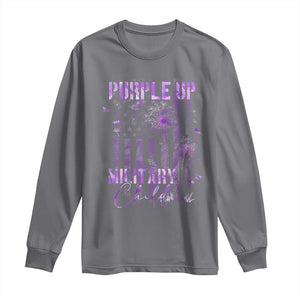 Purple Up Military Child Long Sleeve Shirt Dandelion Vintage American Flag Military Child Month TS11 Charcoal Print Your Wear