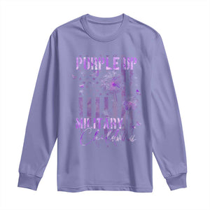 Purple Up Military Child Long Sleeve Shirt Dandelion Vintage American Flag Military Child Month TS11 Violet Print Your Wear