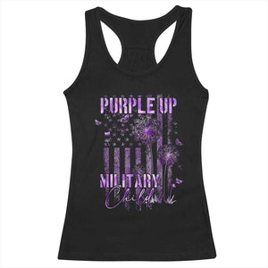 Purple Up Military Child Racerback Tank Top Dandelion Vintage American Flag Military Child Month TS11 Black Print Your Wear