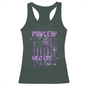 Purple Up Military Child Racerback Tank Top Dandelion Vintage American Flag Military Child Month TS11 Dark Forest Green Print Your Wear